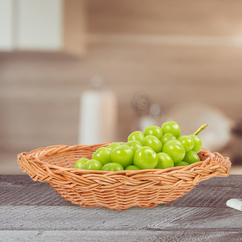 2pcs Wicker Woven Storage Basket Bread Basket Snacks Fruit Serving Basket Casserole Pot Serving Holder - Image 5