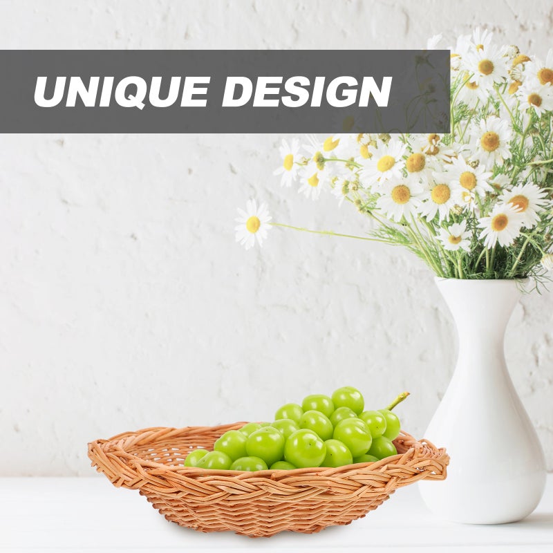 2pcs Wicker Woven Storage Basket Bread Basket Snacks Fruit Serving Basket Casserole Pot Serving Holder - Image 3
