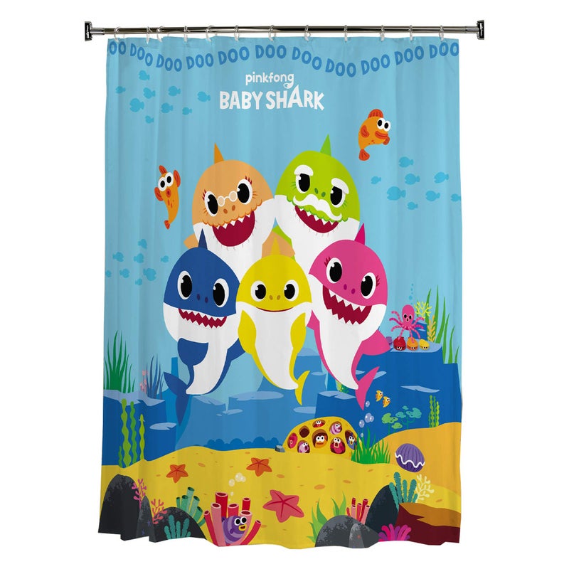 Franco Franco Kids Bathroom Decorative Fabric Shower Curtain 72 in x 72 in Baby Shark 