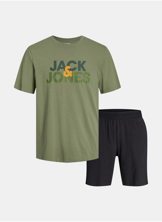 JACK & JONES - Logo Print Short Sleeves T-shirt and Shorts Set - Image 1