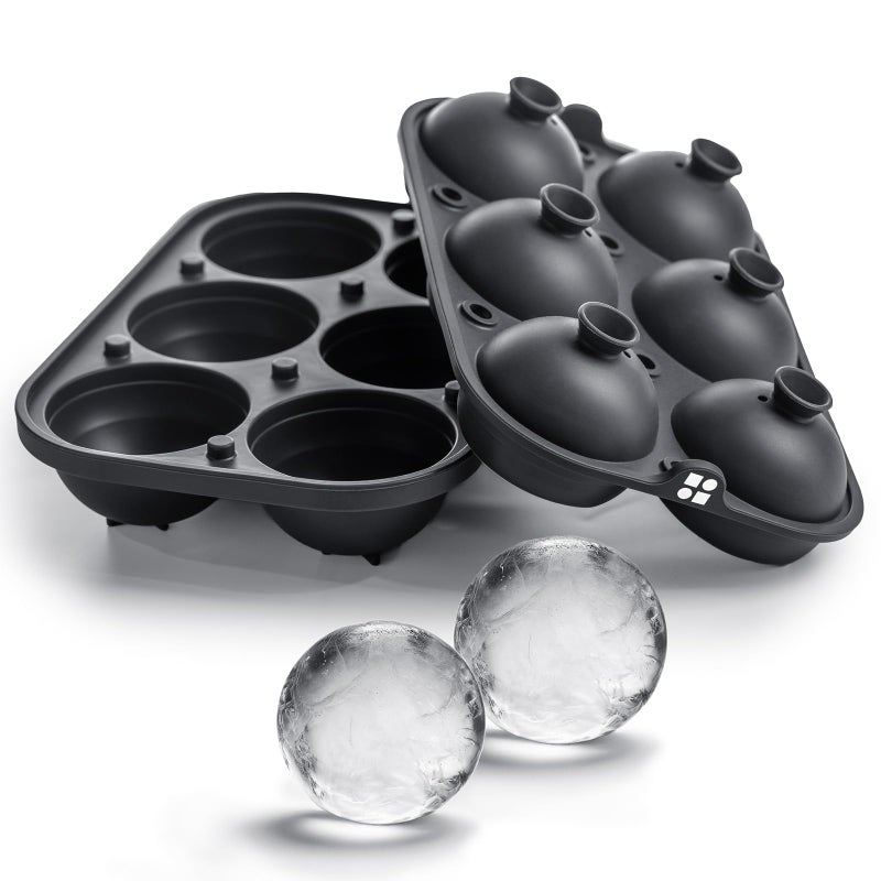 glacio Ice Cube Molds â€“ Large Silicone Ice & Sphere Mold Combo with Built-In Easy-Fill Funnel 2-Inch Round & Square Whiskey Ice Molds for Cocktails & Bourbon - Image 1