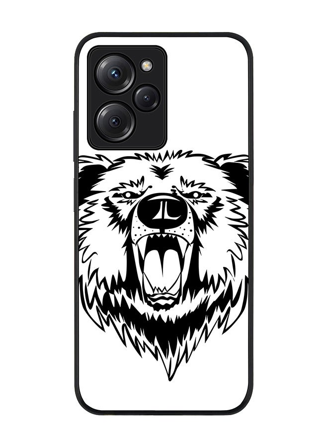 Stylizedd Rugged Black edge case for Poco X5 Pro Slim fit Soft Case Flexible Rubber Edges Anti Drop TPU Gel Thin Cover - Grizzly Bear - Image 1