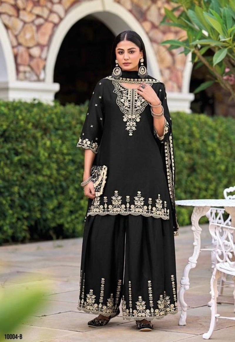 ANAITA بدلة بلازو جاهزة باللون الأسود مع تطريز ثقيل - Image 3