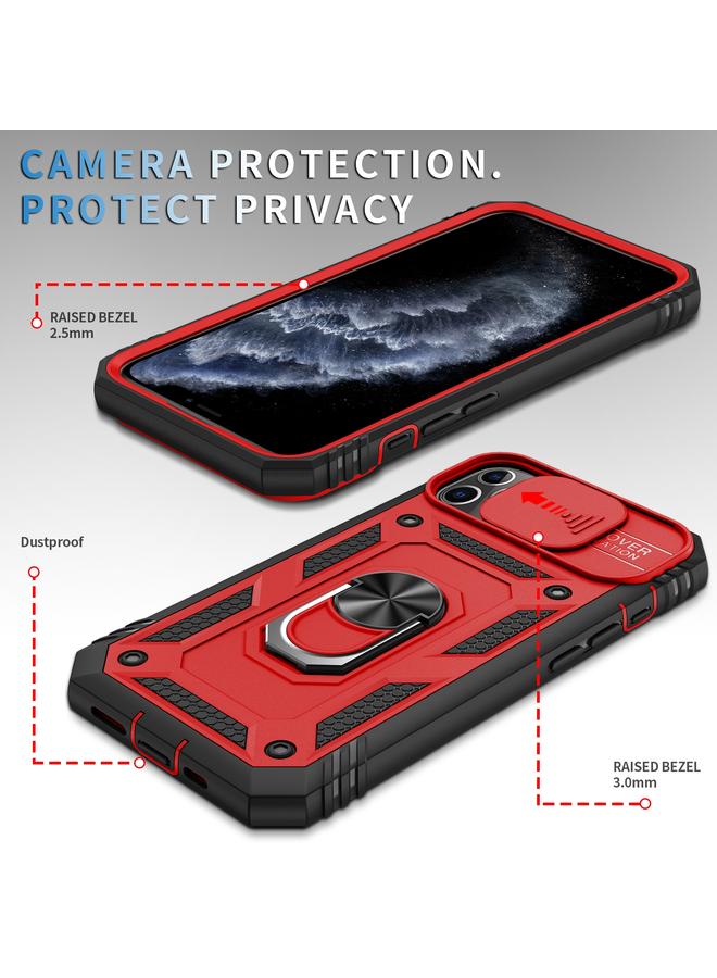 اس-توب جراب لهاتف iPhone 11 Pro بتصميم غطاء كاميرا منزلق مصنوع من مادة TPU + PC مع حامل دوار 360 درجة وفتحة بطاقة - Image 4