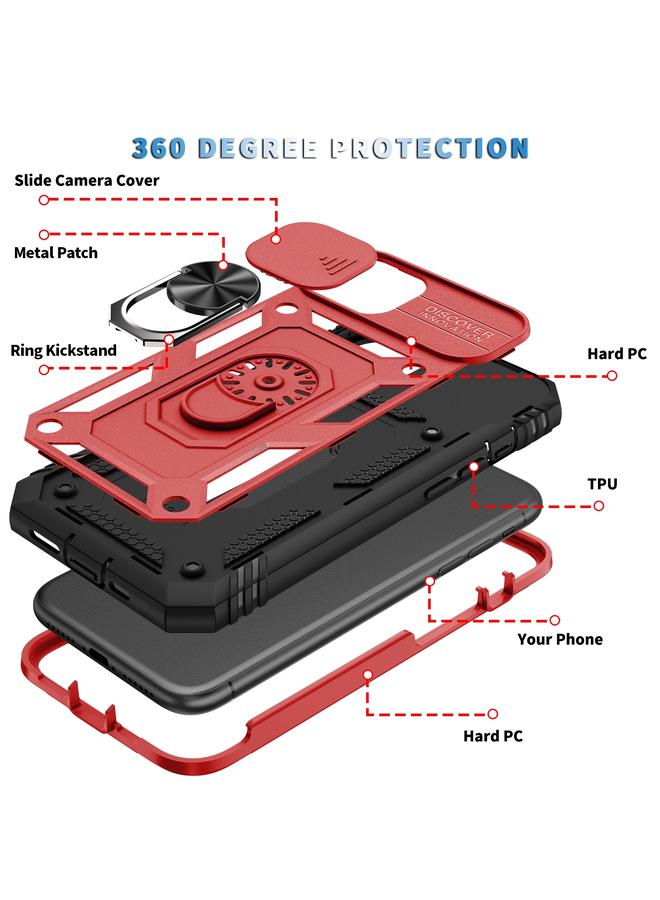 اس-توب جراب لهاتف iPhone 11 Pro بتصميم غطاء كاميرا منزلق مصنوع من مادة TPU + PC مع حامل دوار 360 درجة وفتحة بطاقة - Image 5