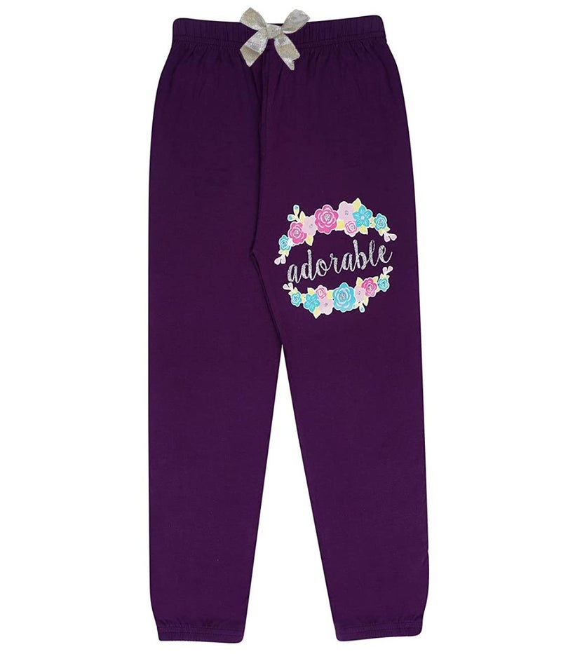 KYDA KIDS® 100% Girls Cotton Printed Track Pants (Pack of 3) - Image 4