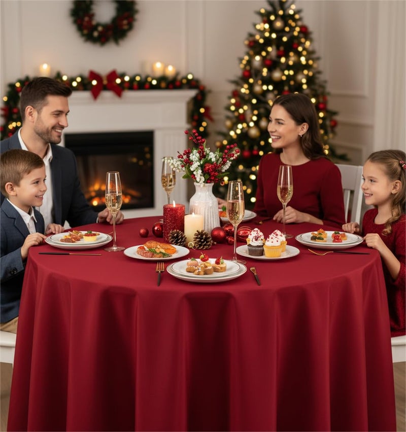 Fitable 6 Pack Red Round Table Clothes - 70 Inches in Diameter - Stain Resistant and Washable Tablecloths, Polyester Fabric Table Covers for Wedding, Party, Banquet, Gathering - Image 2