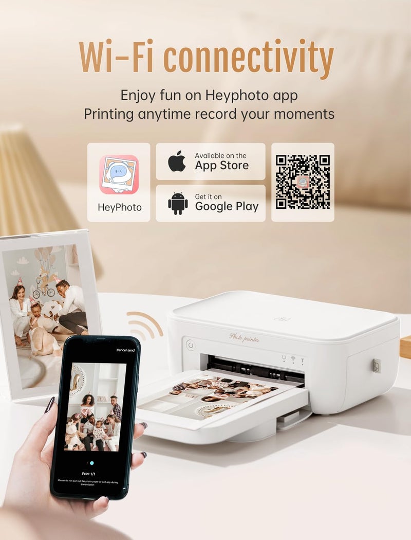 HPRT 4x6 Photo Printer, +20 Sheets&1 Ribbon, Picture Printer for iPhone, Android, Portable Dye-Sublimation, AR Video Printing（White） - Image 4