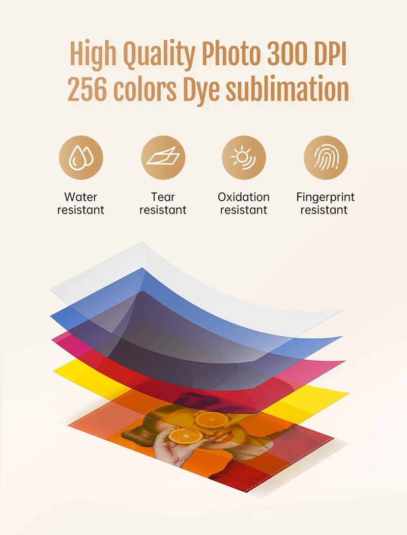 HPRT 4x6 Photo Printer, +20 Sheets&1 Ribbon, Picture Printer for iPhone, Android, Portable Dye-Sublimation, AR Video Printing（White） - Image 3