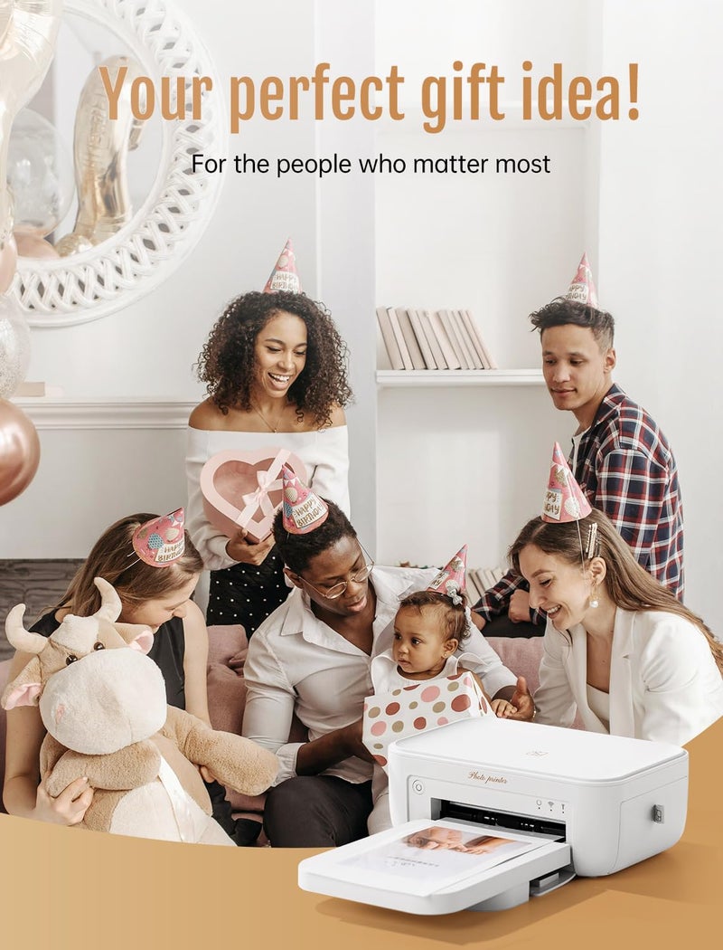 HPRT 4x6 Photo Printer, +20 Sheets&1 Ribbon, Picture Printer for iPhone, Android, Portable Dye-Sublimation, AR Video Printing（White） - Image 2