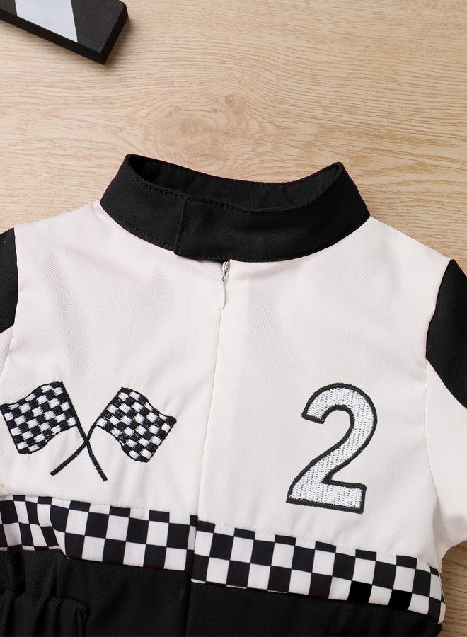 OBEEII Baby Boys 2nd Birthday Outfit Girls Race Car Driver One Piece Jumpsuit Jumpsuit Kids Second Birthday Cake Smash Photoshoot Romper Party Clothes Racer Outfit Black-2Y 18-24 Months - Image 4