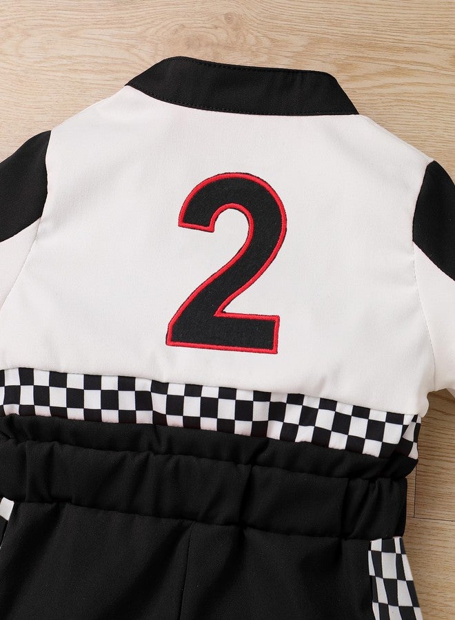 OBEEII Baby Boys 2nd Birthday Outfit Girls Race Car Driver One Piece Jumpsuit Jumpsuit Kids Second Birthday Cake Smash Photoshoot Romper Party Clothes Racer Outfit Black-2Y 18-24 Months - Image 5