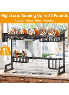 MAKS & CO. Stainless Steel Dish Drying Rack with Cutting Board & Cutlery Holder  - Image 2