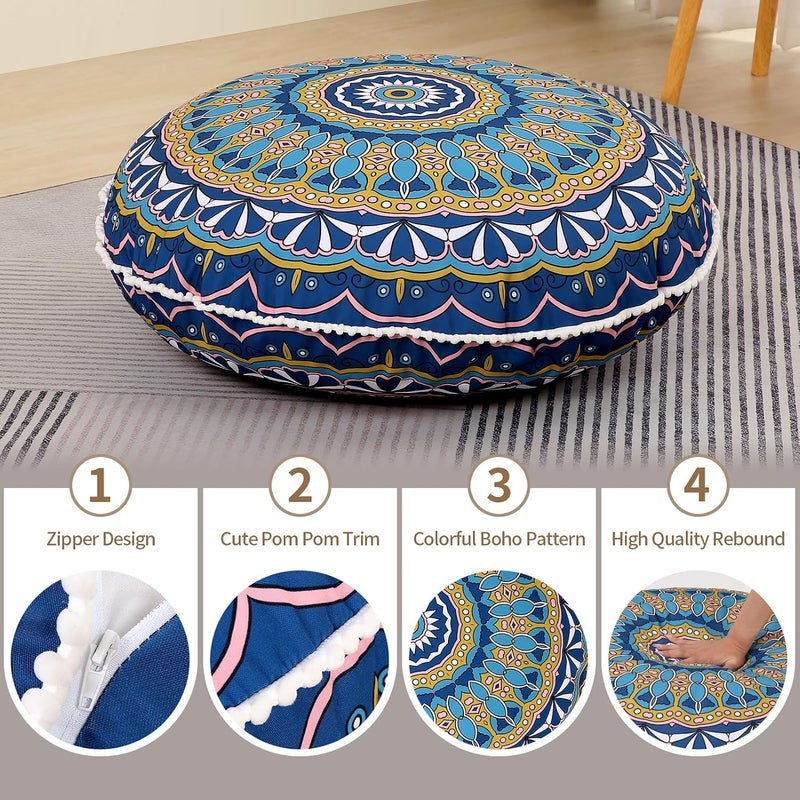 LOVMOC 32 inches Meditation Floor Cushion for Adults, Round Large Thick Floor Pillow, Memory Foam Filling, Green - Image 3