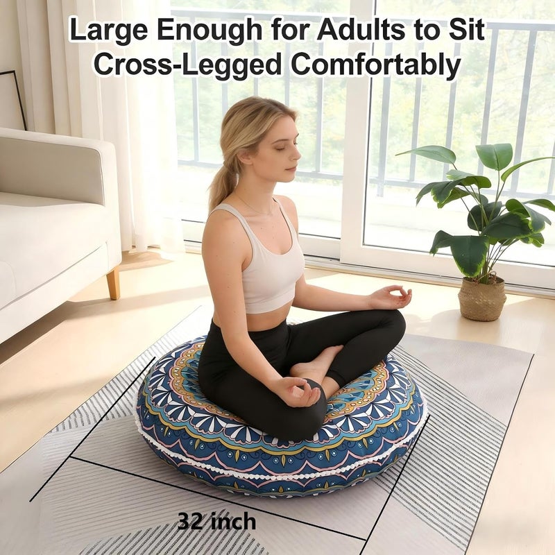 LOVMOC 32 inches Meditation Floor Cushion for Adults, Round Large Thick Floor Pillow, Memory Foam Filling, Green - Image 2