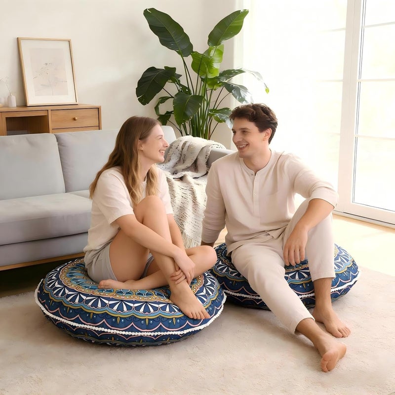 LOVMOC 32 inches Meditation Floor Cushion for Adults, Round Large Thick Floor Pillow, Memory Foam Filling, Green - Image 4