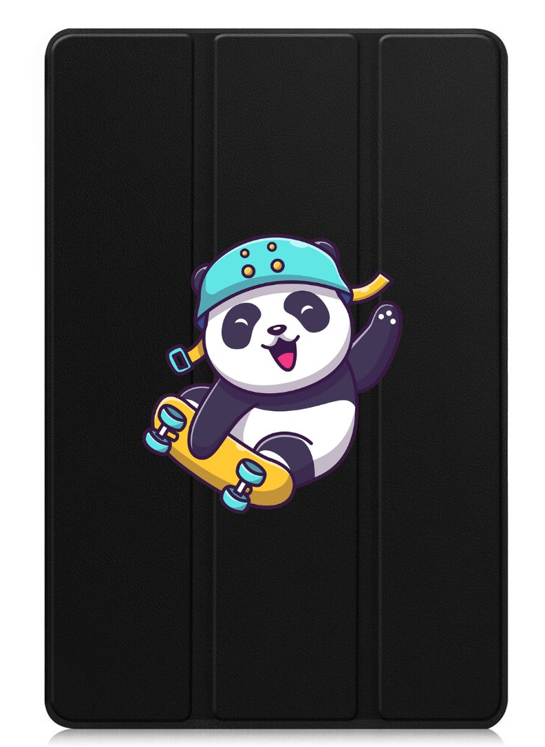 Protective Flip Case For Lenovo Tab M11 (2024) With Trifold Stand Auto Wake Sleep Shockproof Cover skiing panda