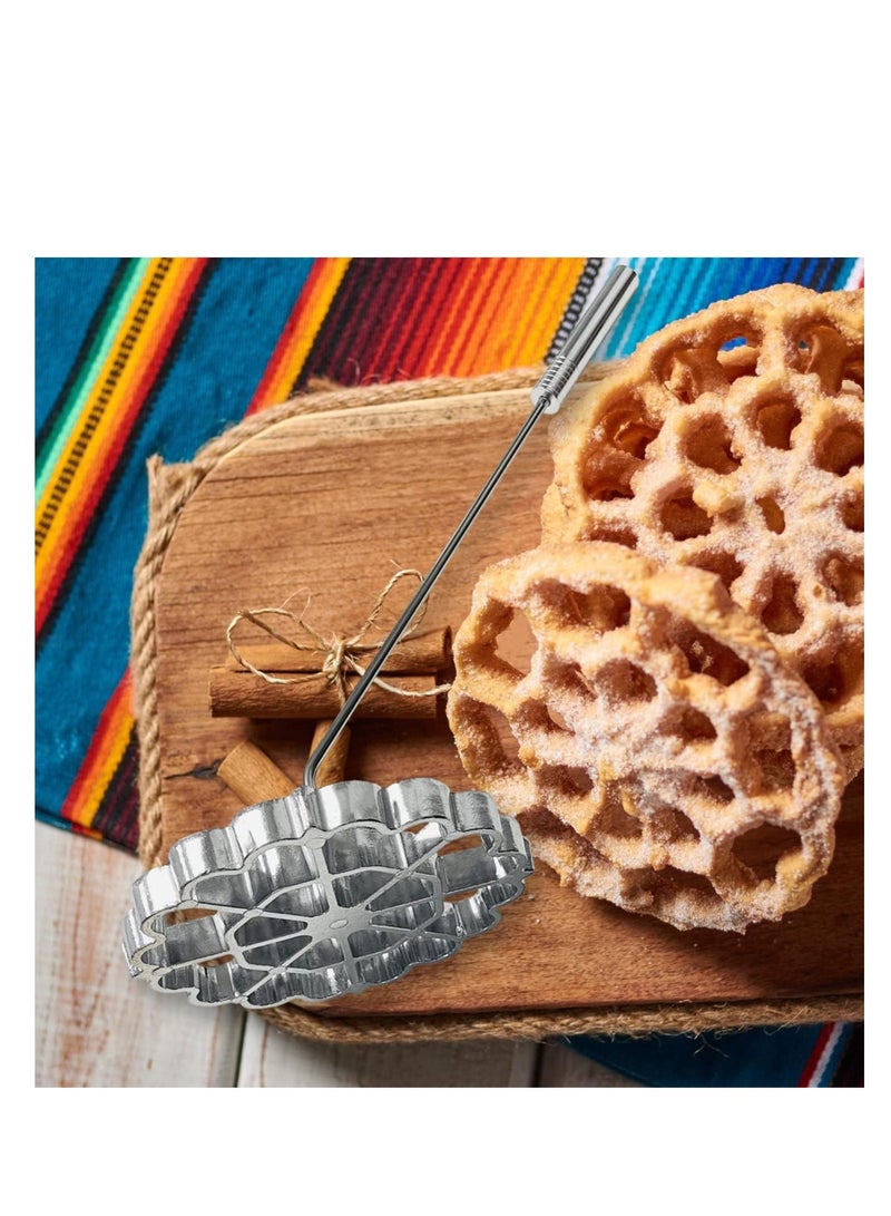 ROTEL Bunuelos Mold with Handle,Rosette Timbale Iron Set Aluminum Waffle Molds with Handle,Funnel Cake Ring,Molde Para Buñuelos De Viento Maker Mexicanos,Rosette Cookie Cutter Tool - Image 3