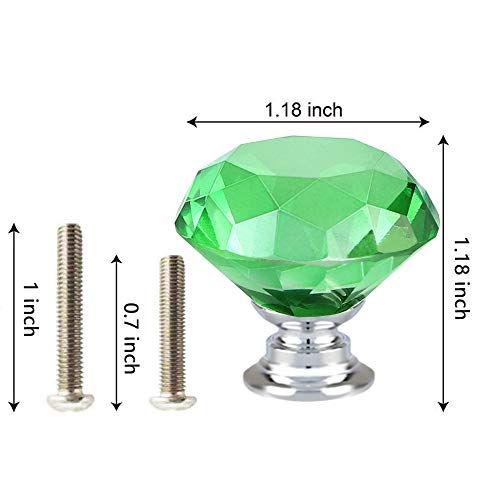 ANJUU 12 Pcs 30mm Diamond Shape Crystal Glass Cabinet Knobs with Screws Drawer Knob Pull Handle Used for Kitchen, Dresser, Door, Cupboard （Green） - Image 2
