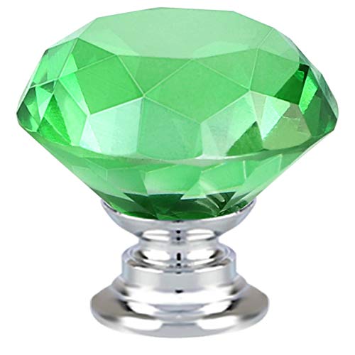 ANJUU 12 Pcs 30mm Diamond Shape Crystal Glass Cabinet Knobs with Screws Drawer Knob Pull Handle Used for Kitchen, Dresser, Door, Cupboard （Green） - Image 5