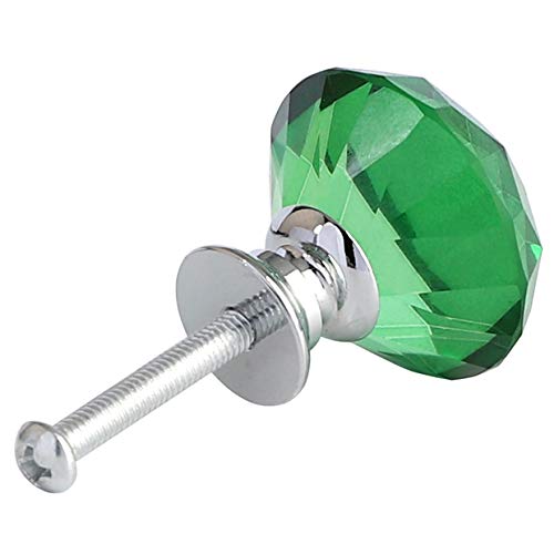 ANJUU 12 Pcs 30mm Diamond Shape Crystal Glass Cabinet Knobs with Screws Drawer Knob Pull Handle Used for Kitchen, Dresser, Door, Cupboard （Green） - Image 3