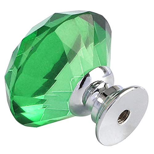 ANJUU 12 Pcs 30mm Diamond Shape Crystal Glass Cabinet Knobs with Screws Drawer Knob Pull Handle Used for Kitchen, Dresser, Door, Cupboard （Green） - Image 4