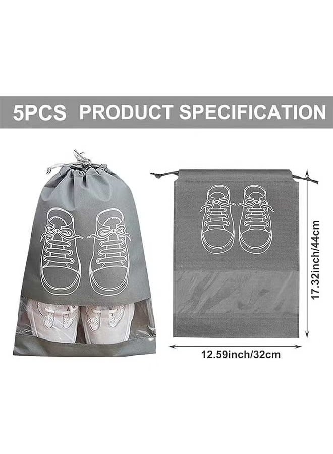 5 Pieces Travel Shoe Storage Bag, Non-Woven Storage Bag, Portable Shoes Pouch ,with Transparent Window for Daily and Travel Use  - Image 2