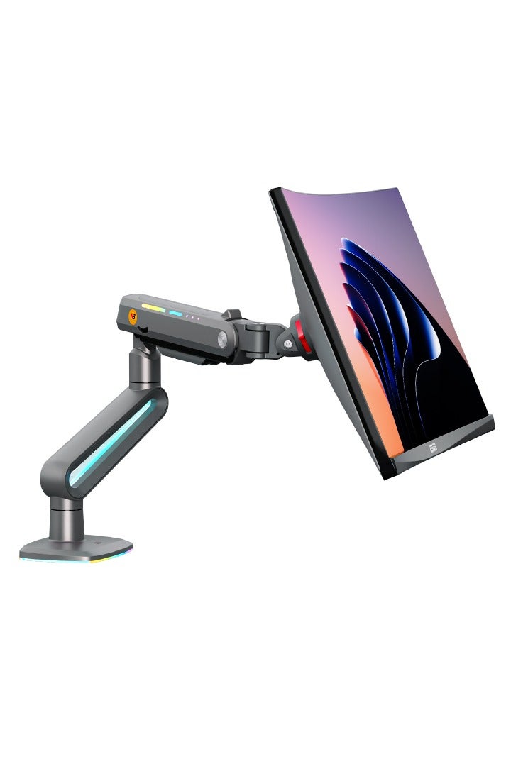 NB NORTH BAYOU NB F6 RGB Gaming Monitor Arm, Height Adjustable 490mm, Fits 32"-60" Screens, 20kg Load, Matte Gray, 360° Rotation, VESA 100x100– Gaming, Workstations & Office Desk Mount - Image 1