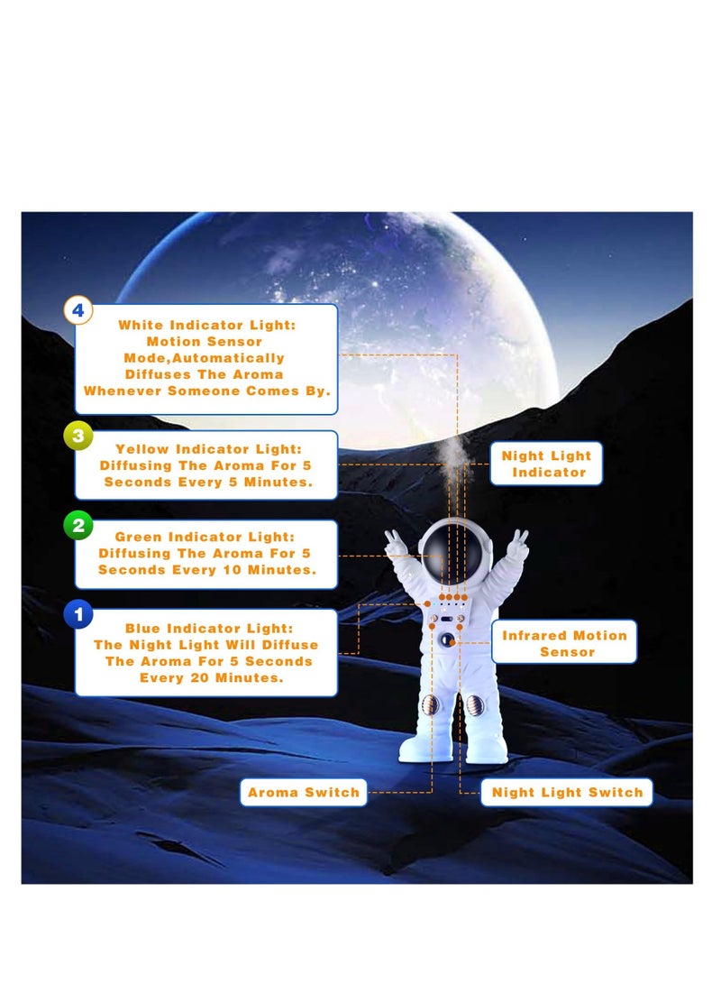 Captaintech Essential Oil Diffuser, Night Light with Timed Aroma Diffuser, Oils Aromatherapy Diffuser with Astronaut Night Light, Room Decor Aroma Diffuser, Warm White LED Lights for Bedroom, Bathroom, Hallway - Image 2