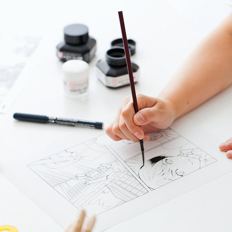 Zig Cartoonist MENSO Brush Medium (CNJT100-2) for Manga & Cartooning .Great for Professional Artists, Hobbyists, Art Students, Art Teachers and Calligraphers and Much More.Made in Japan - Image 4