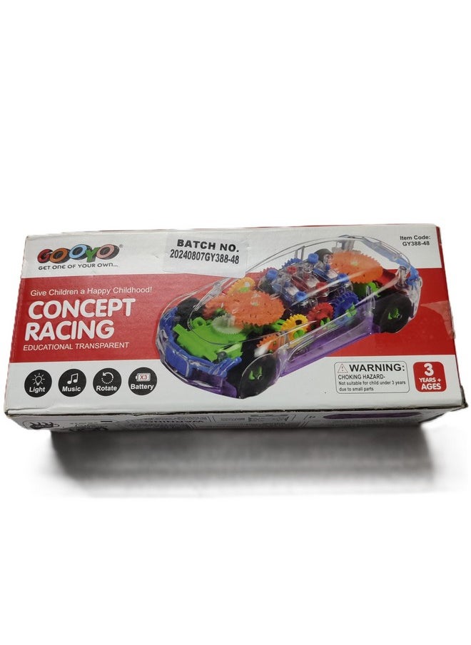 Gooyo Toy 3D Light car Concept Racing Light Car Toy for Kids - Musical car for Kids/Light Car for Kids | Transparent Car to for 2 to 5 Years Kids Toy Cars -Kids Gift 