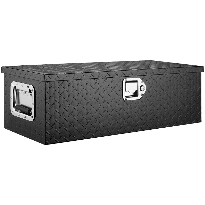 VEVOR Aluminum Truck Bed Tool Box, 30 Inch Heavy Duty Diamond Plate Tool Box with Side Handles, Lock and Keys, Trailer Storage Organizer Chest Box for Pickup, RV, Truck Bed, 30 x 13 x 9.6 in, Black - Image 1