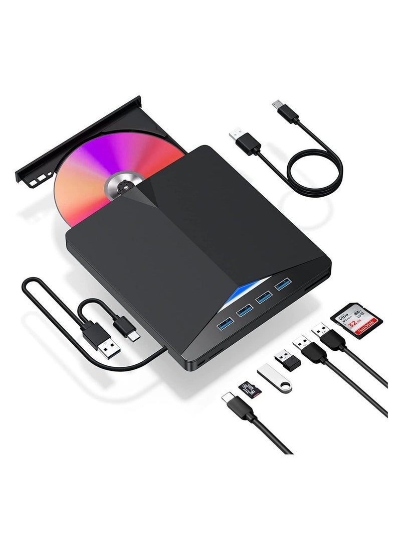 Generic - External CD/DVD Drive For Laptop 7 In 1 USB 3 0 DVD Player Portable CD/DVD Burner External DVD Drive For Laptop Compatible With Laptop Desktop PC Windows 11/10/8/7 Linux - Image 1