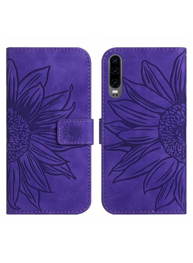 Zaboon Case For Huawei P30 Skin Feel Sun Flower Pattern Flip Leather Phone Case with Lanyard - Image 2