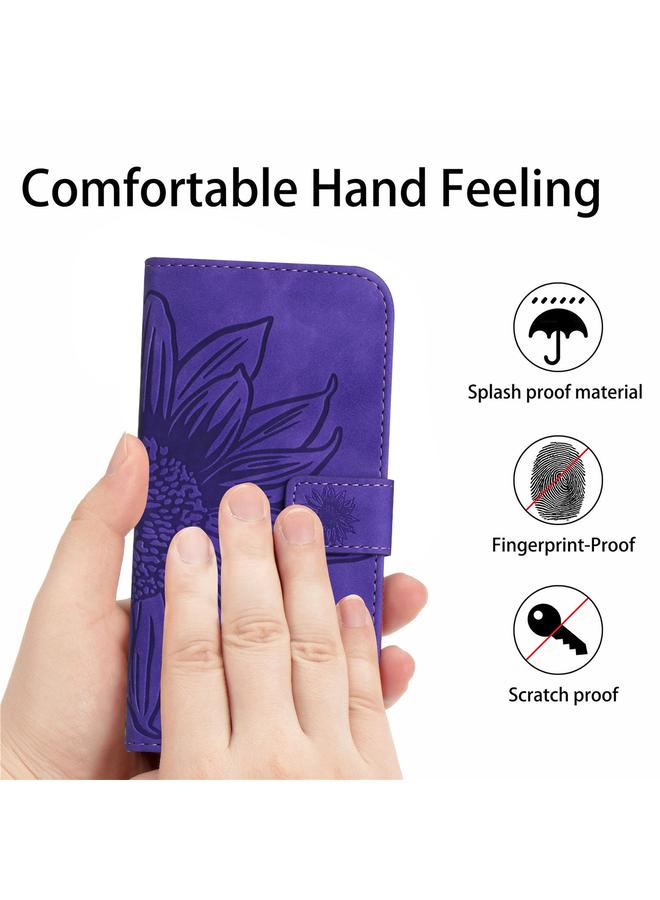 Zaboon Case For Huawei P30 Skin Feel Sun Flower Pattern Flip Leather Phone Case with Lanyard - Image 4