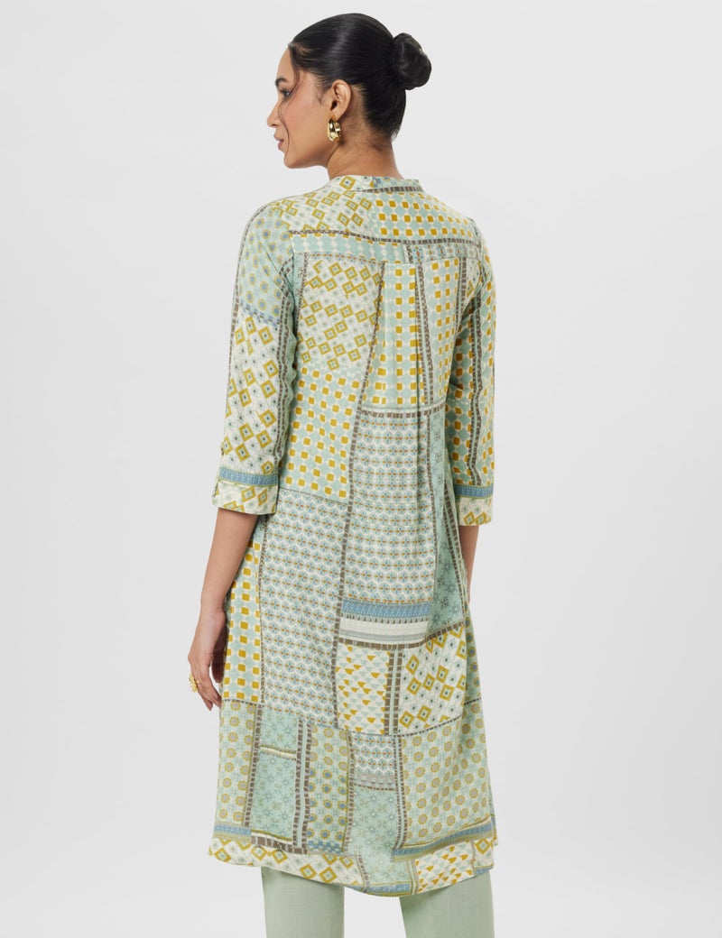 BIBA Rayon Women Printed Straight Fit Kurta Mix and Match(Azul COLLECTION20485_Teal_32) - Image 3