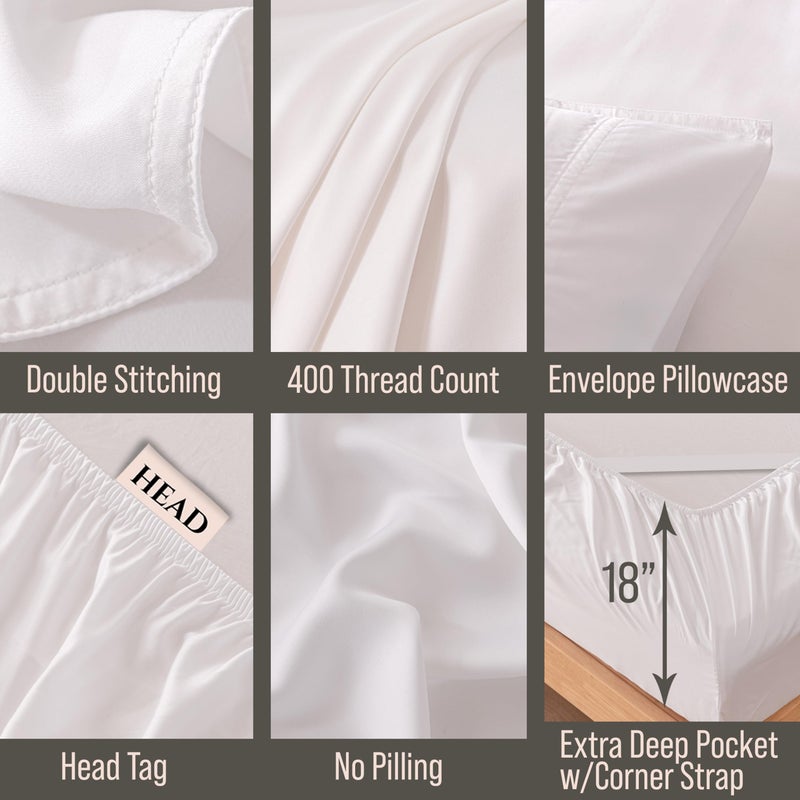 BC BELLA COTERIE Bella Coterie Luxury Bamboo Viscose 34â€ Split Top King Size Sheet Set | 1 Fitted Sheet for Sleep Number & Adjustable Beds | 100% Organically Grown | Cooling & Soft | 18â€ Deep Pocket [White] - Image 4