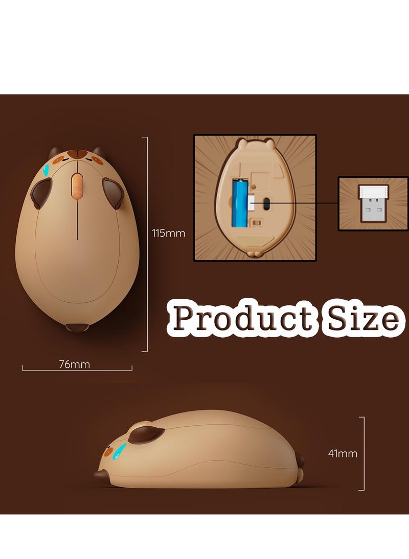 SYOSI Wireless Gaming Mouse Capybara, 2.4G GHz with a USB Receiver, lovely Optical Cordless Cartoon Mice for Computer Laptop Desktop PC iPad, Compatible with Mac Win - Image 4
