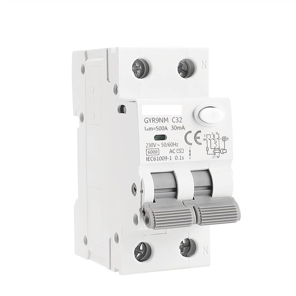 Generic 2P 32A 30mA RCBO Circuit Breaker 230V 6KA Overcurrent Leakage ...