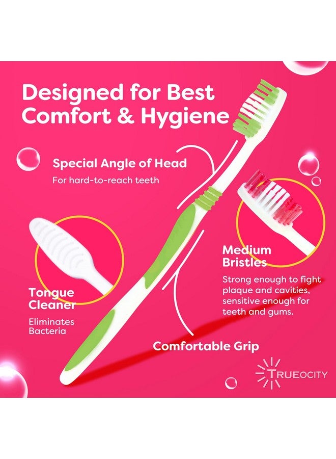 Trueocity Toothbrushes Bulk Individually Wrapped - 30 Pack, Bulk Toothbrush, Medium BristleToothbrush, Individual Toothbrushes, Multi-Colored Toothbrushes Pack For Adults And Kids, Multi Pack Toothbrushes - Image 4