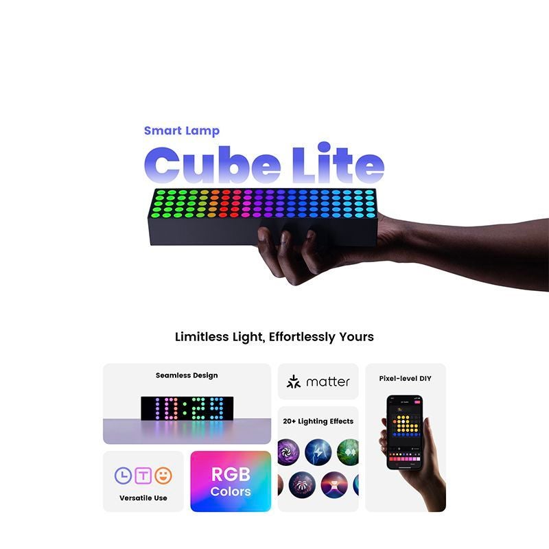 Yeelight CUBE Lite Smart LED Cube Light - Voice Control, Multicolor Ambient Desk Lamp with Clock - Image 2