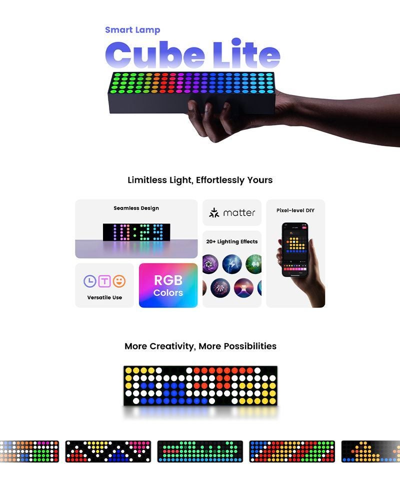 Yeelight CUBE Lite Smart LED Cube Light - Voice Control, Multicolor Ambient Desk Lamp with Clock - Image 5