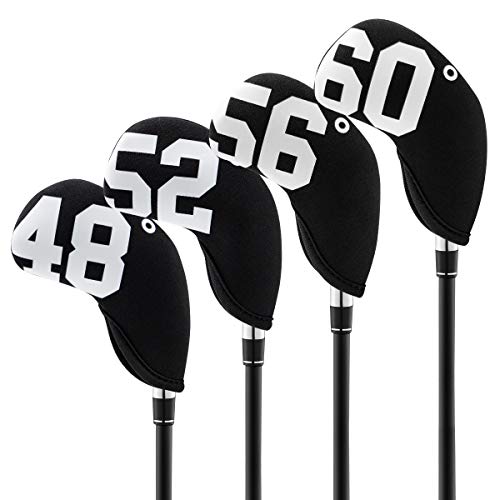 barudan golf Big Number Neoprene Golf Wedge Covers Set - 4pcs Iron Covers 48 52 56 60 Degrees - Club Head Covers Headcover for Men Golfers (Black with White#) - Image 1
