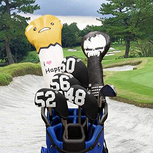 barudan golf Big Number Neoprene Golf Wedge Covers Set - 4pcs Iron Covers 48 52 56 60 Degrees - Club Head Covers Headcover for Men Golfers (Black with White#) - Image 2