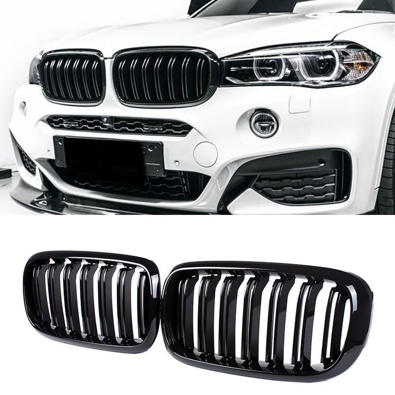 شبكة أمامية بديلة من MAXDOM تناسب BMW 20142018 X5 F15 20152019 X6 F16 X5M F85 X6M F86 باللون الأسود اللامع مع شفرات مزدوجة من ABS