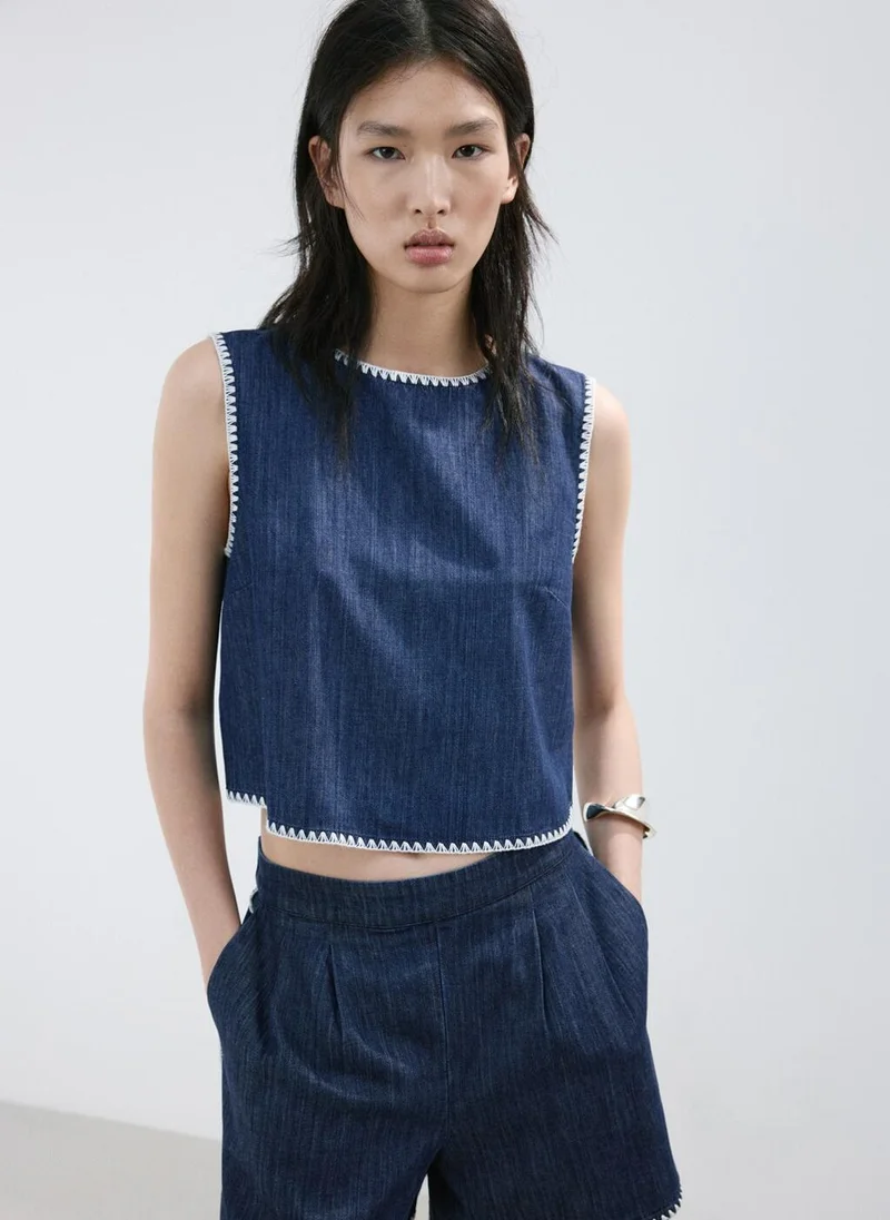 مانجو Jean shorts with contrasting trim