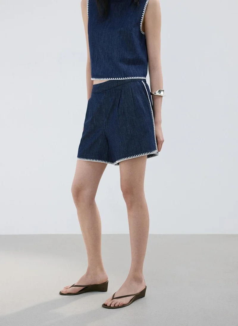 Mango  Jean shorts with contrasting trim for Women | Best Price UAE