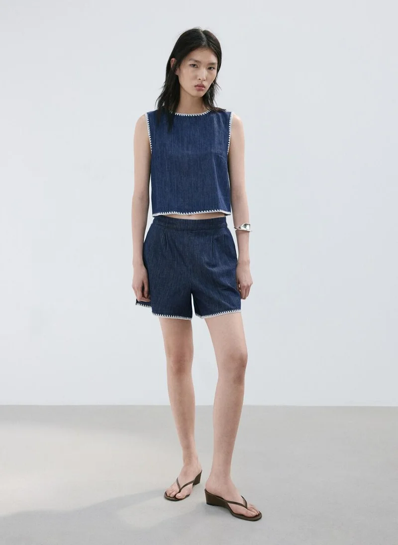 Mango  Jean shorts with contrasting trim for Women | Best Price UAE