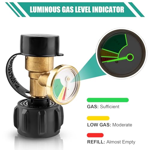 Aikyciu 2 PCS Propane Tank Gauge with Leak Detector, Universal Level Indicator for 5-40lb Tanks, Compatible with Camping Stoves, Heater, BBQ Grills, Gas Burners and More, QCC 1/Type 1 Connection - Image 5