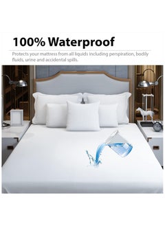 Fabienne Waterproof Mattress Protector Super King Size 200x200cm Tencel+TPU High Absorption Pad Cover for Bed Deep Pocket Fitted Style 100% Waterproof Mattress Protector for Super King Size Bed White  - Image 3